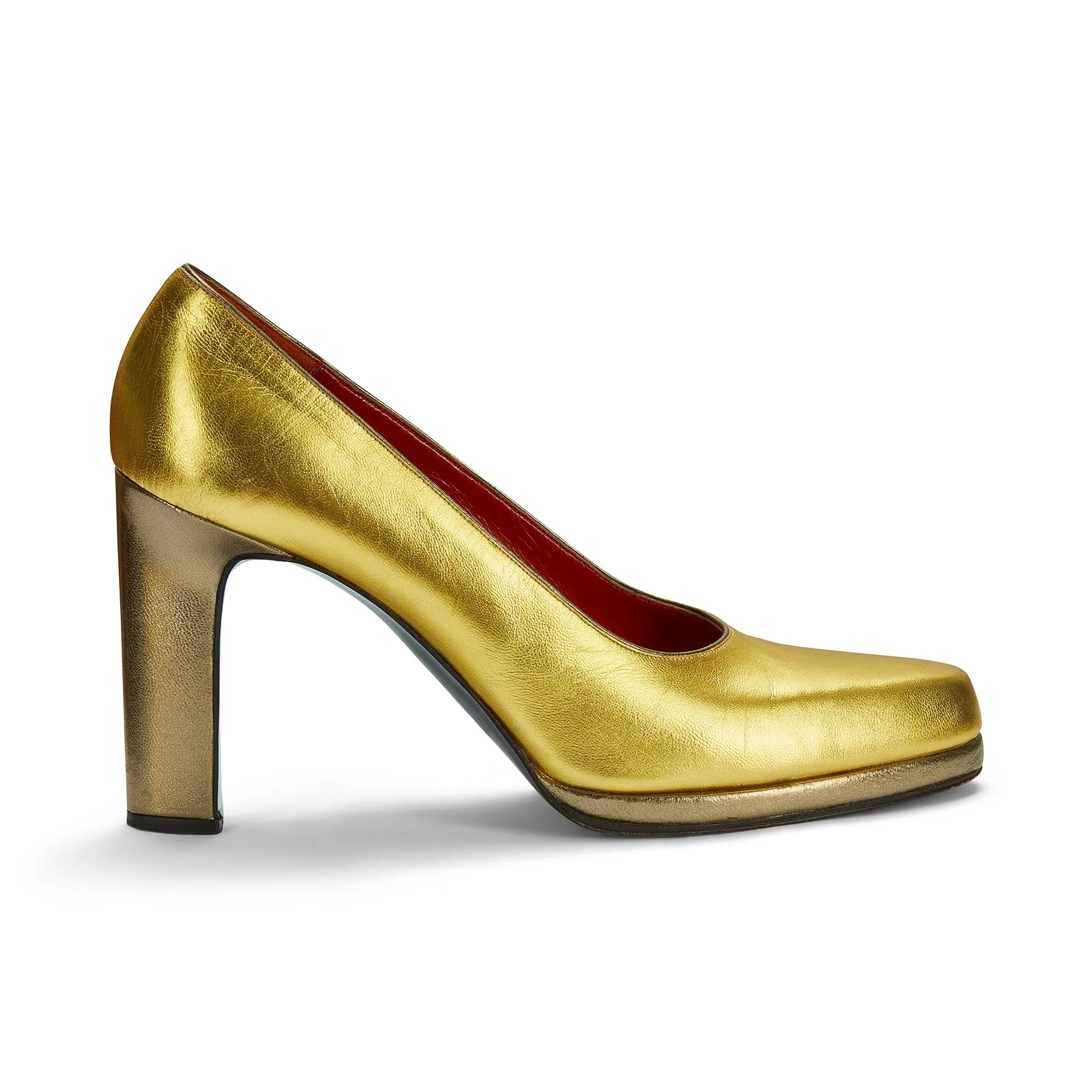 1970s Yves Saint Laurent Gold Block Heel