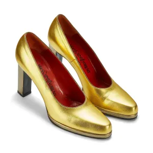 1970s Yves Saint Laurent Gold Block Heel