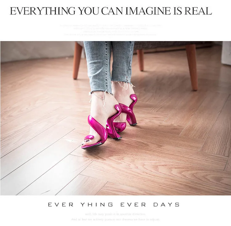 Airy S- Shaped Soleless High Heels Peep Toe Sandals