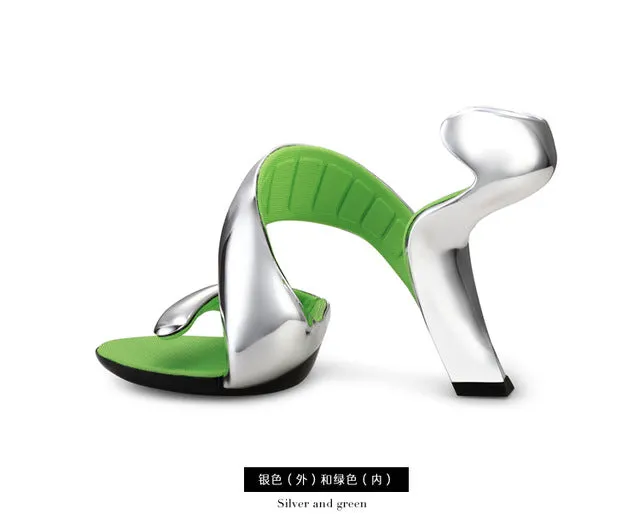 Airy S- Shaped Soleless High Heels Peep Toe Sandals