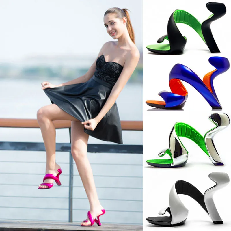 Airy S- Shaped Soleless High Heels Peep Toe Sandals