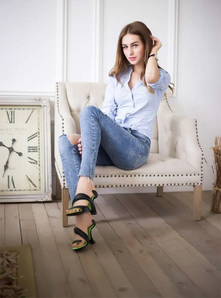 Airy S- Shaped Soleless High Heels Peep Toe Sandals