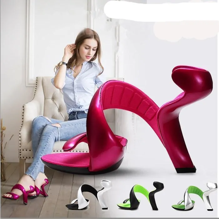 Airy S- Shaped Soleless High Heels Peep Toe Sandals