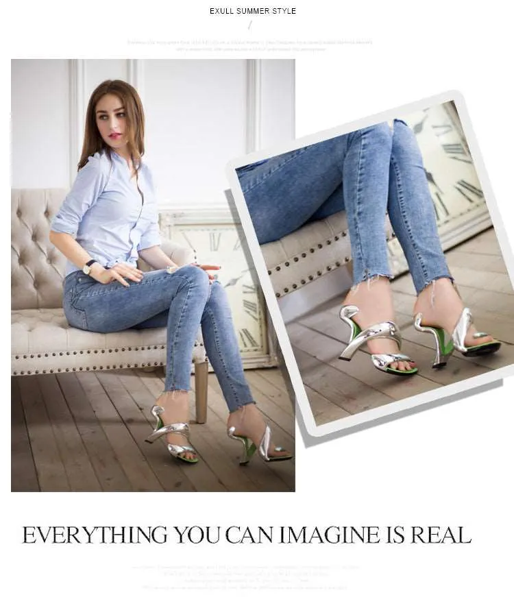 Airy S- Shaped Soleless High Heels Peep Toe Sandals