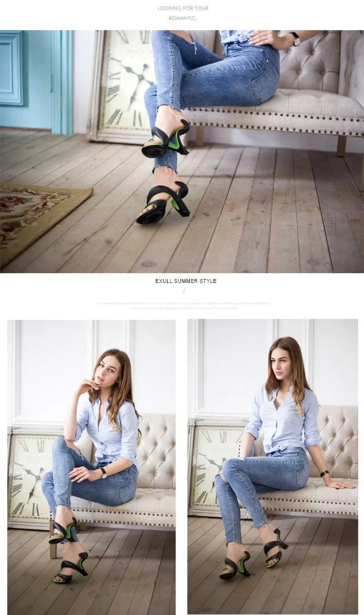 Airy S- Shaped Soleless High Heels Peep Toe Sandals