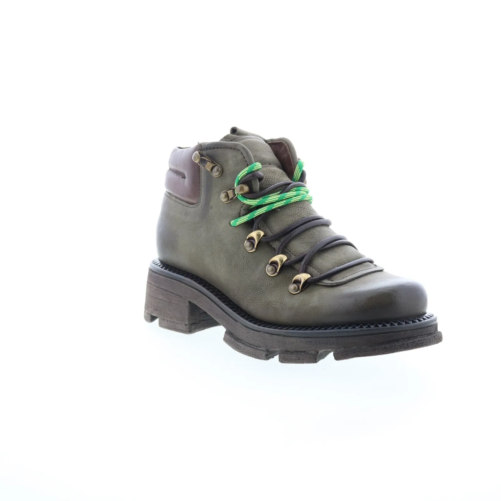 A.S. 98 Langan Womens Green Leather Lace Up Lifestyle Boots