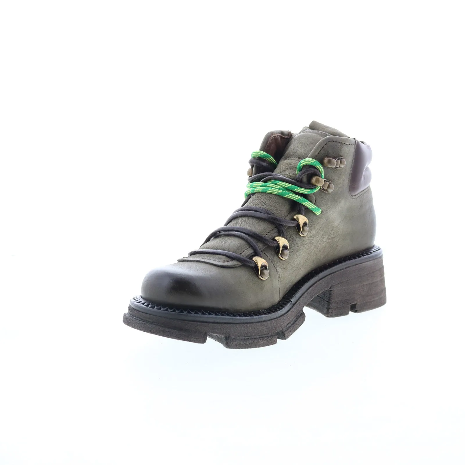 A.S. 98 Langan Womens Green Leather Lace Up Lifestyle Boots