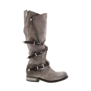 A.S. 98 Trigg 516323-203 Womens Gray Leather Hook & Loop Knee High Boots