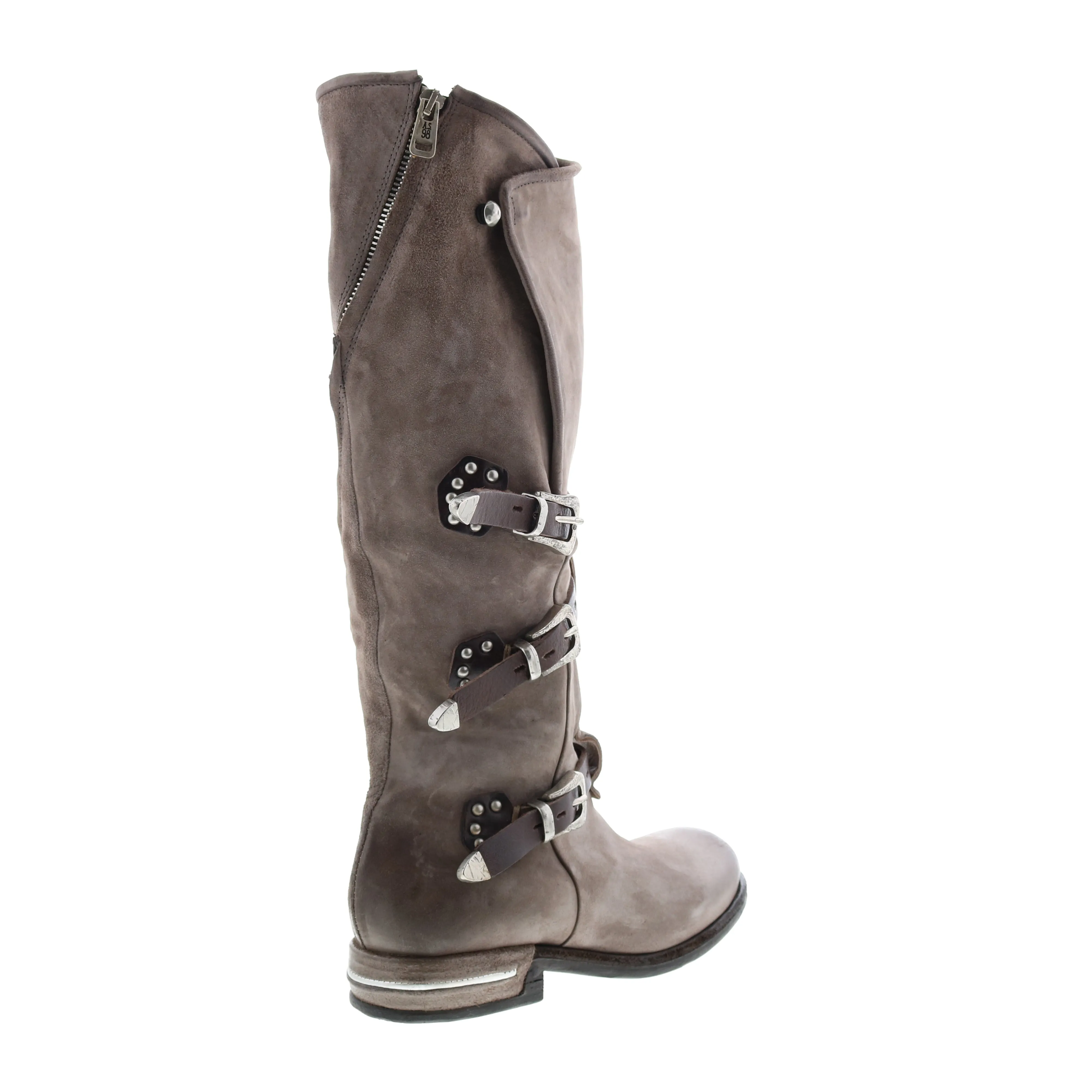A.S. 98 Trigg 516323-203 Womens Gray Leather Hook & Loop Knee High Boots