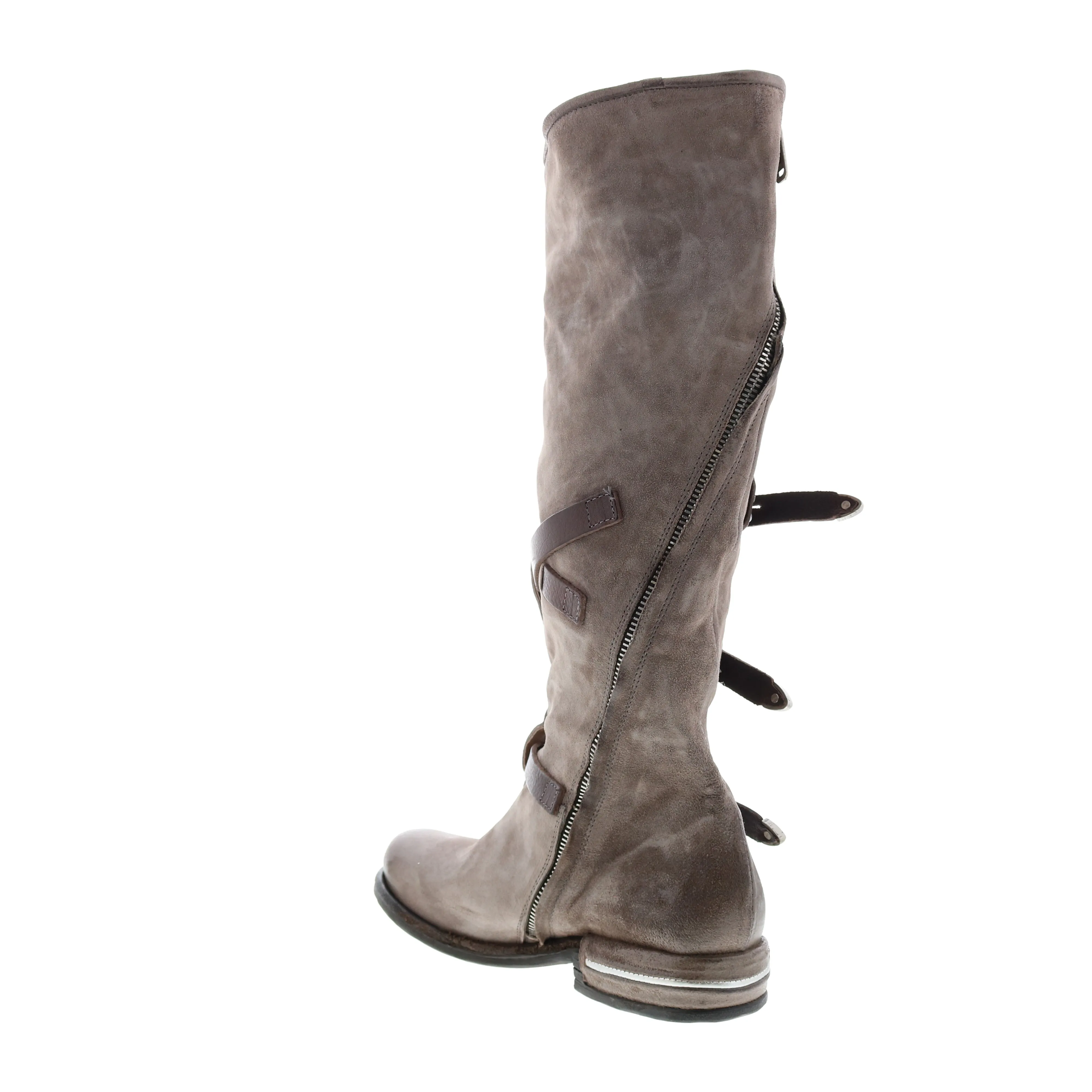 A.S. 98 Trigg 516323-203 Womens Gray Leather Hook & Loop Knee High Boots