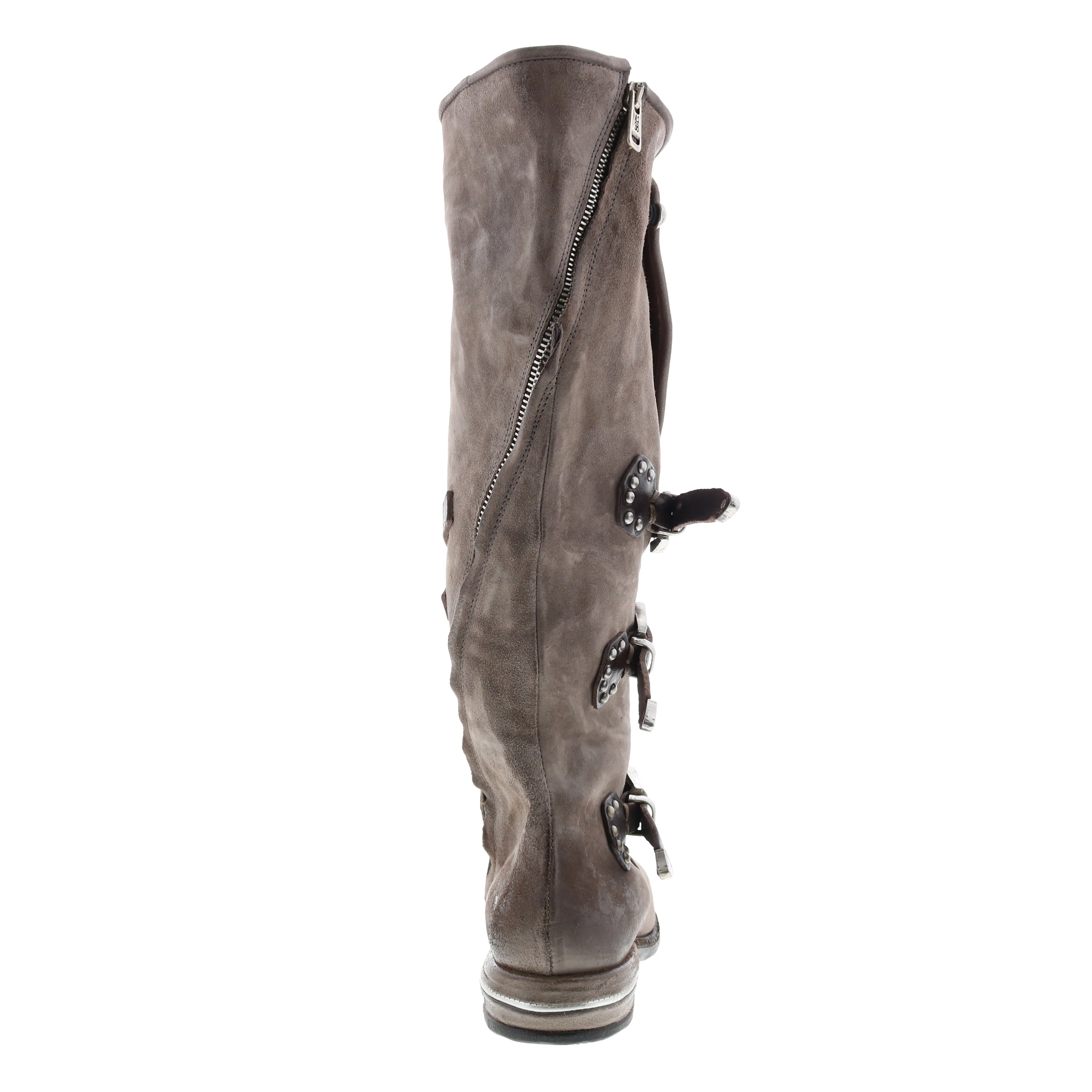 A.S. 98 Trigg 516323-203 Womens Gray Leather Hook & Loop Knee High Boots