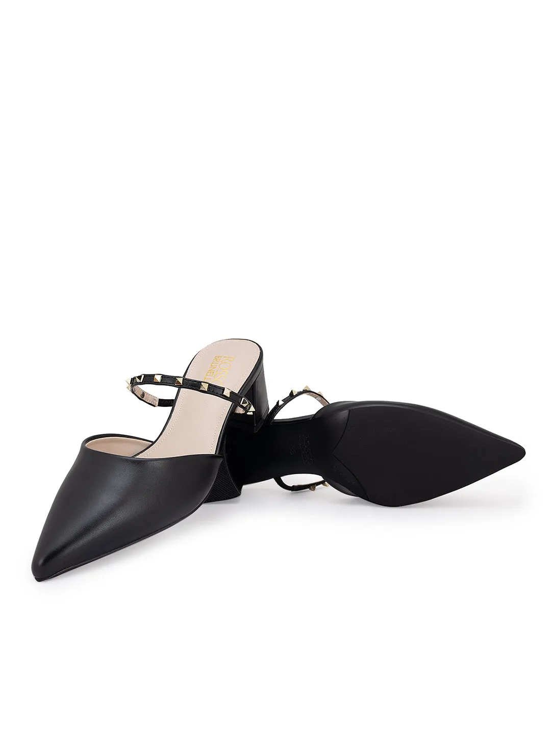 Black Pointed Toe Block Heels