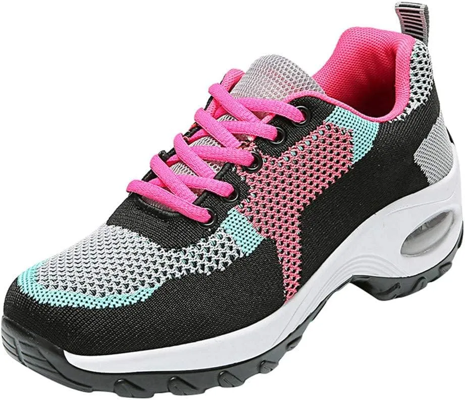 BORAMAX Running Shoes Women Tennis Shoes Lace Up Sneakers Shoes Breathable On Solid Slip Casual Womens Fashion Lightweight