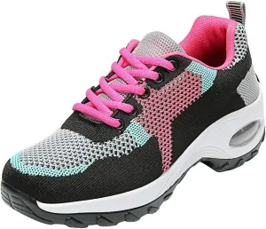 BORAMAX Running Shoes Women Tennis Shoes Lace Up Sneakers Shoes Breathable On Solid Slip Casual Womens Fashion Lightweight