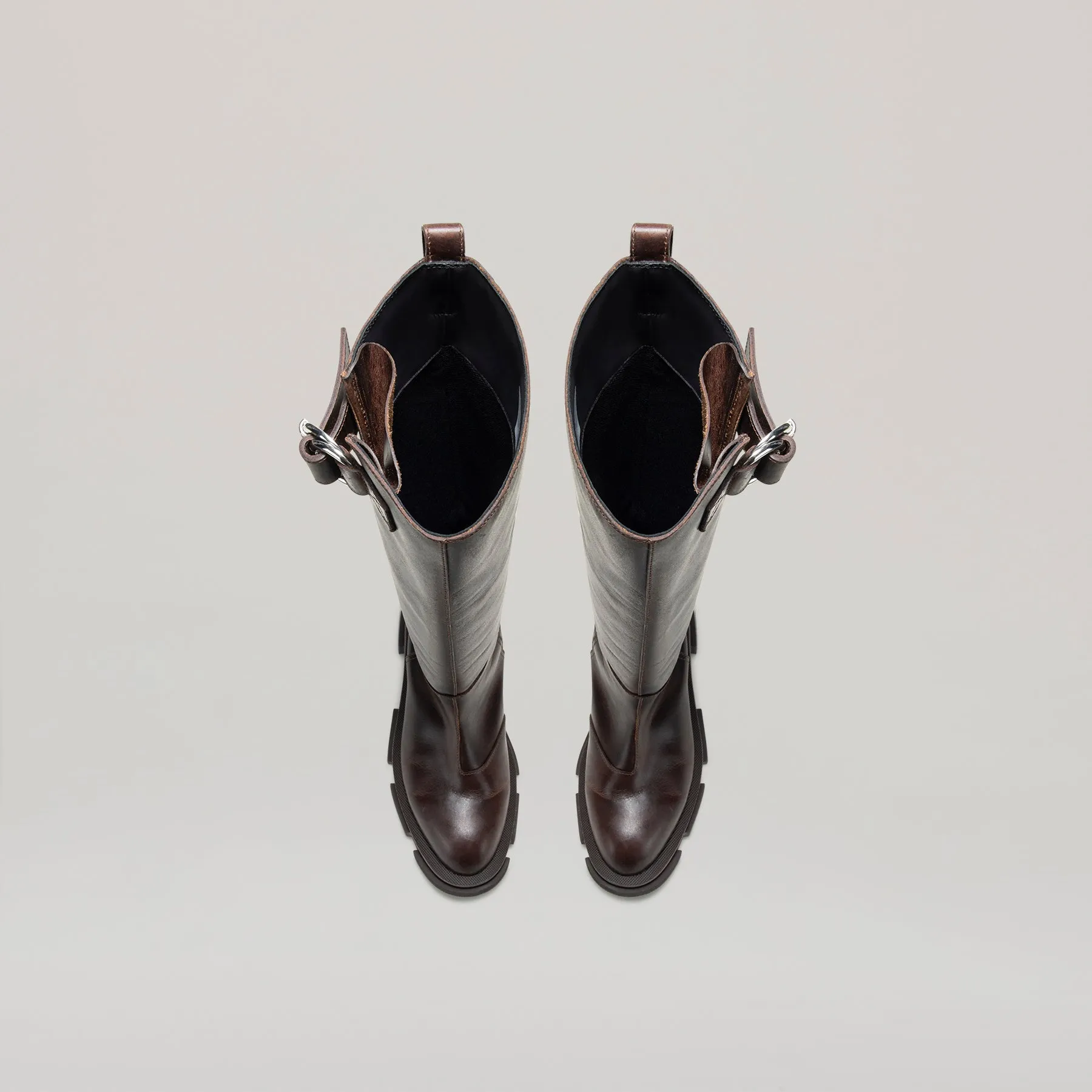 both - GAO PIERCED KNEE BOOT-BROWN