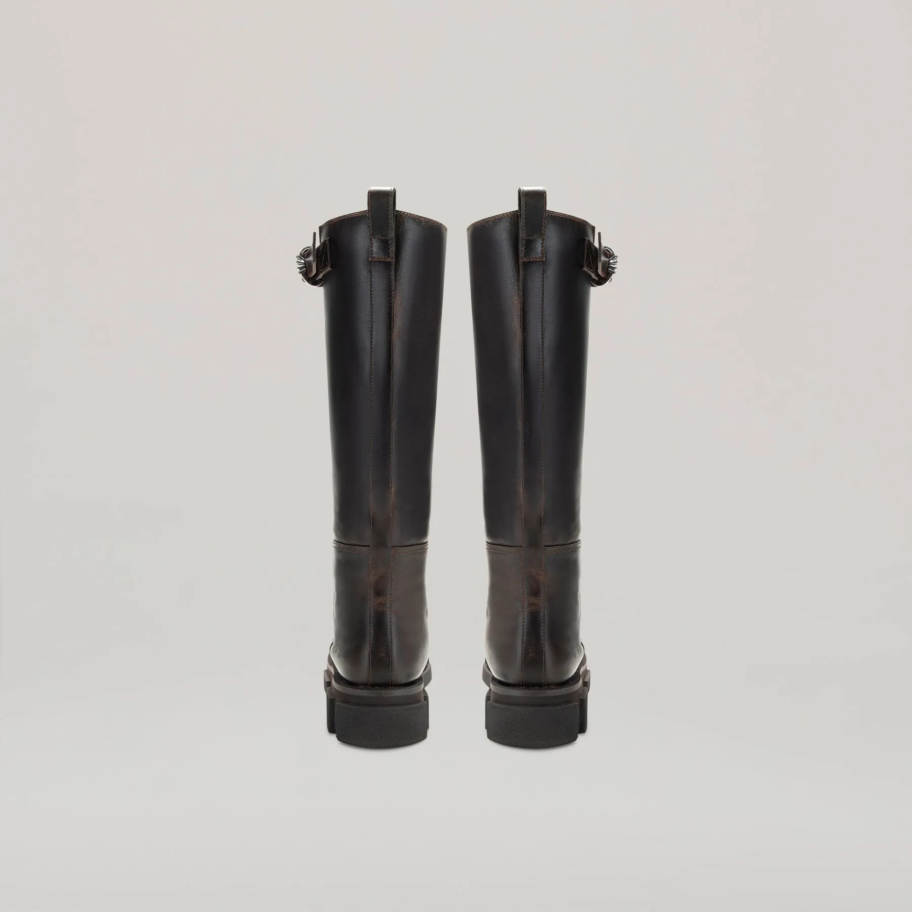 both - GAO PIERCED KNEE BOOT-BROWN