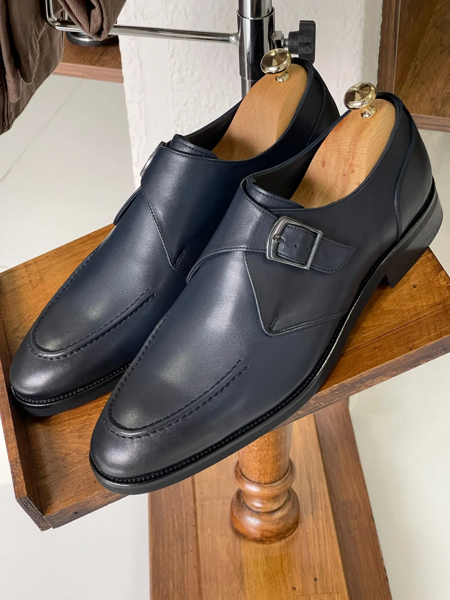 Brett Special Edition Buckled Navy Classic Leather Shoes
