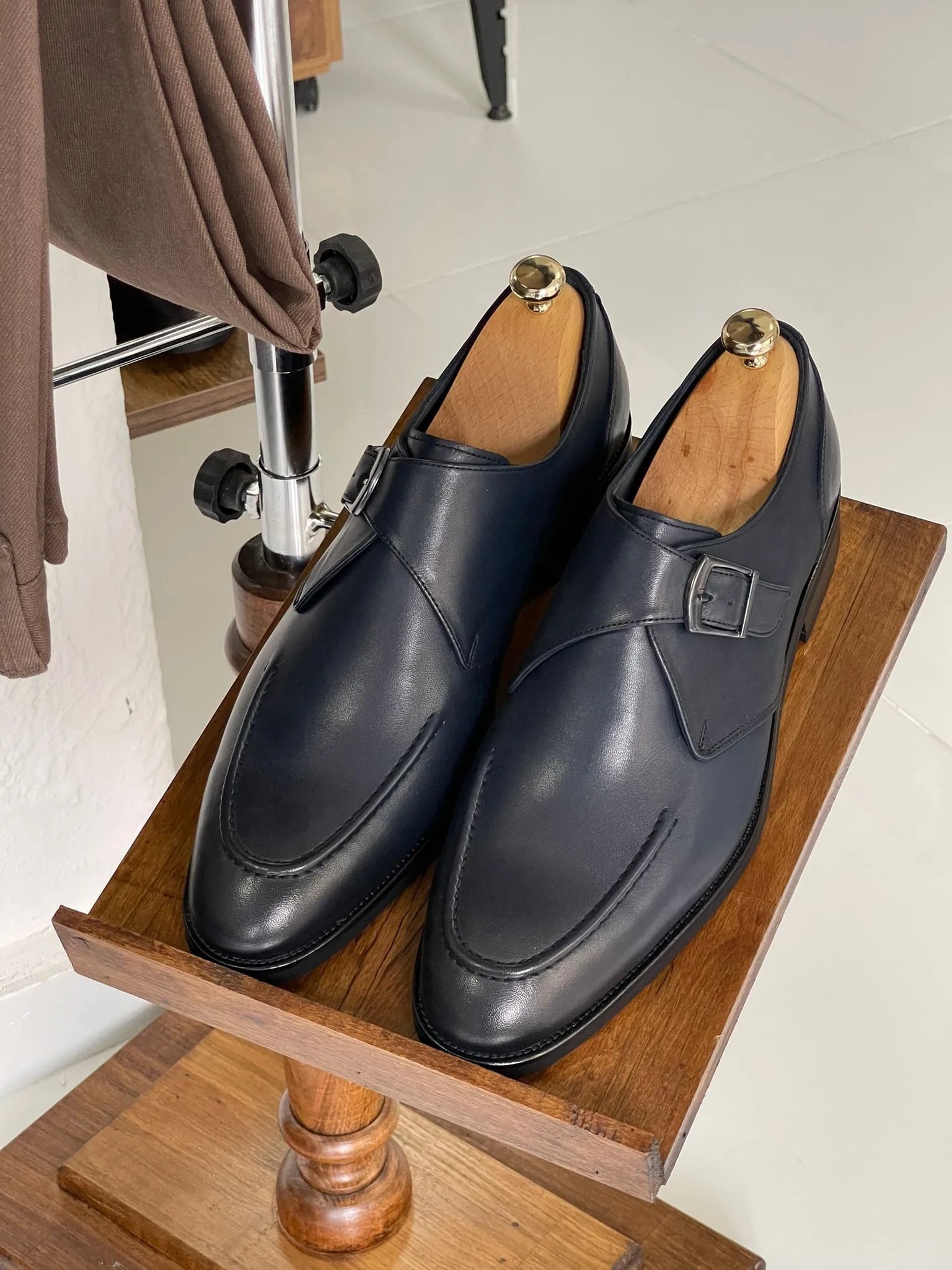 Brett Special Edition Buckled Navy Classic Leather Shoes