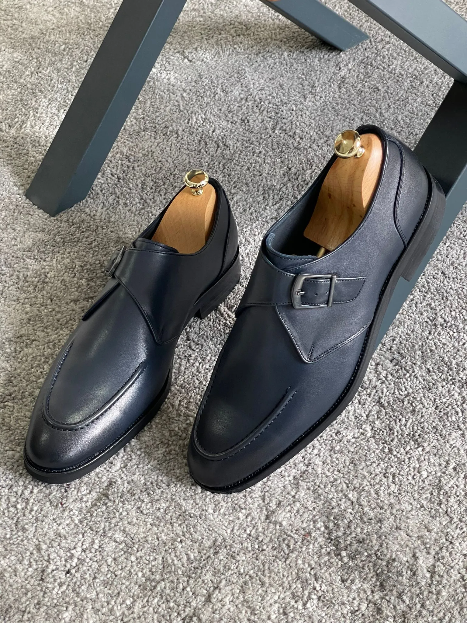 Brett Special Edition Buckled Navy Classic Leather Shoes
