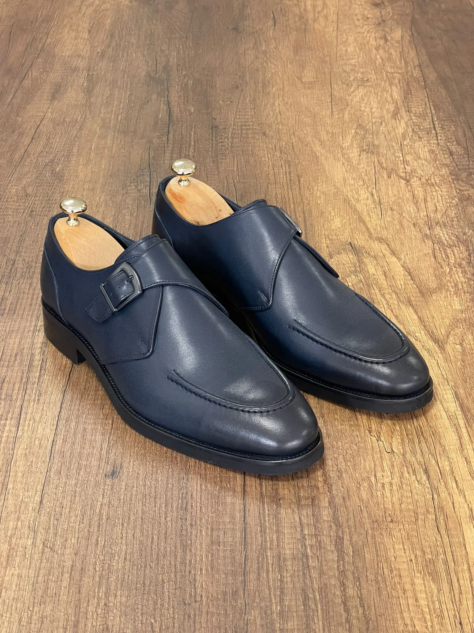 Brett Special Edition Buckled Navy Classic Leather Shoes