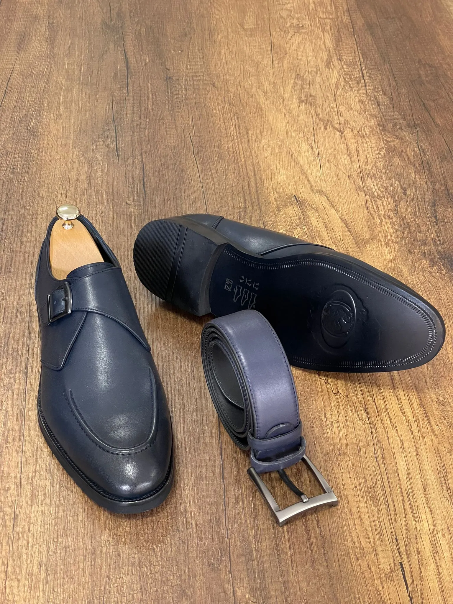 Brett Special Edition Buckled Navy Classic Leather Shoes
