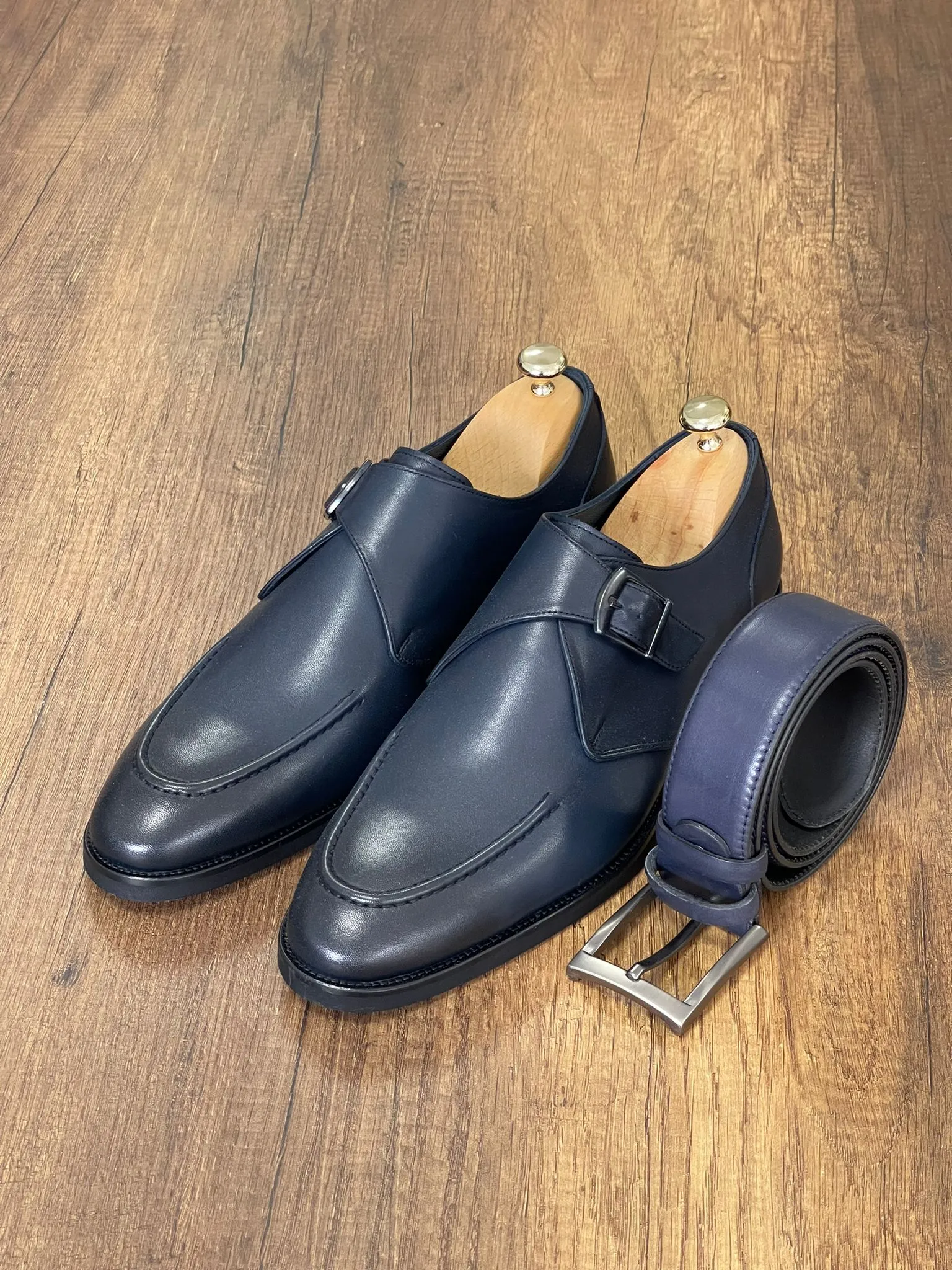 Brett Special Edition Buckled Navy Classic Leather Shoes