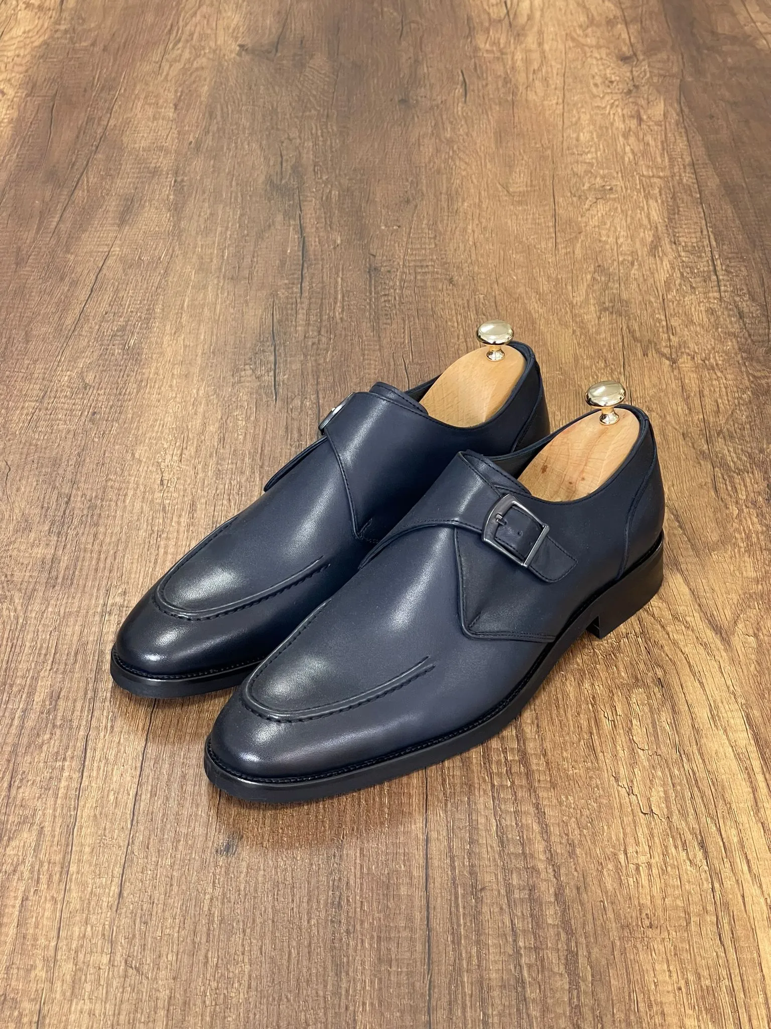 Brett Special Edition Buckled Navy Classic Leather Shoes