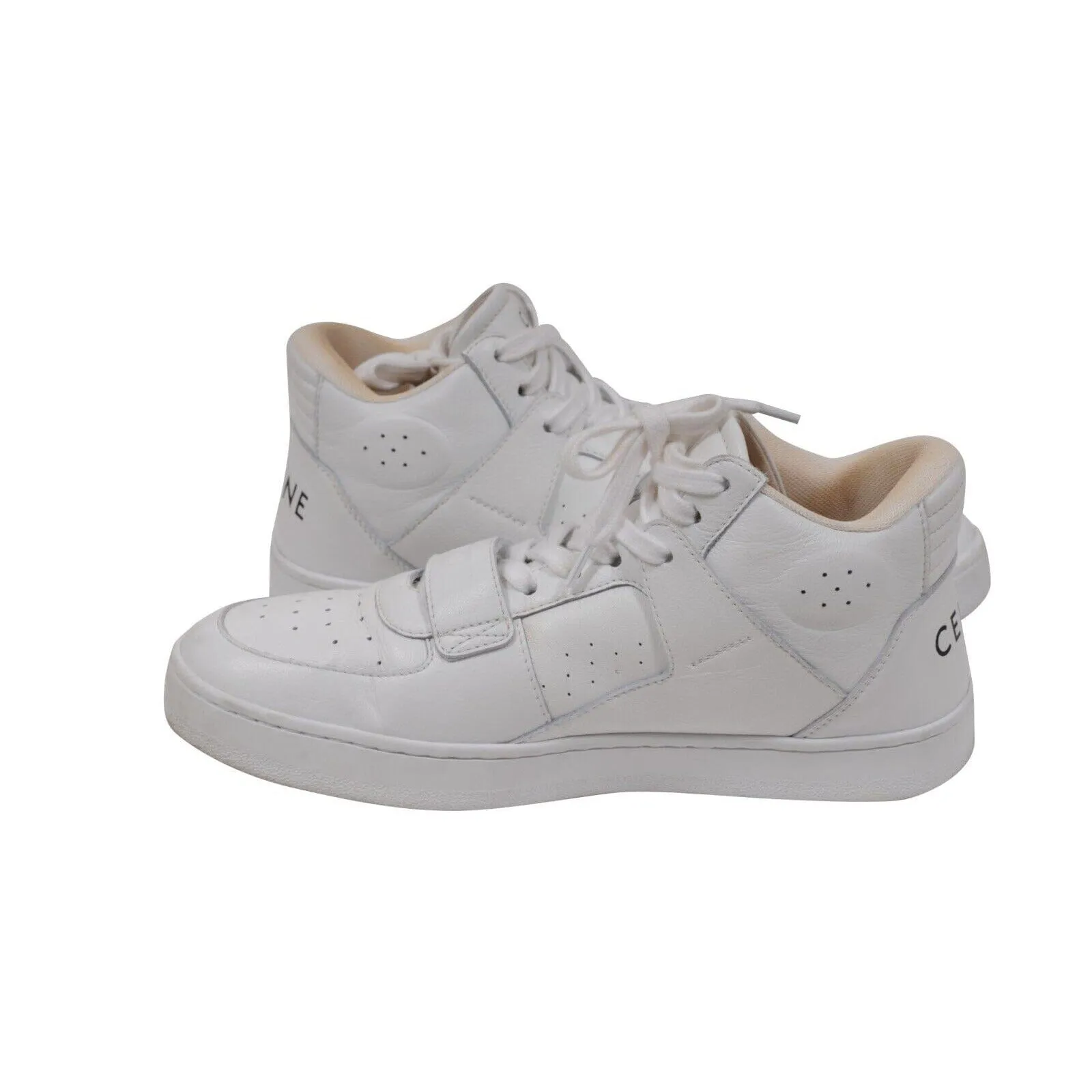 CT 02 High Top Sneakers Size US 9 39 White Leather Lace Up Trainers