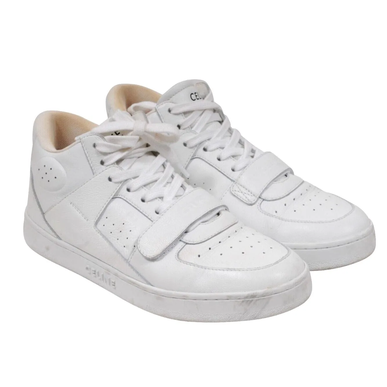 CT 02 High Top Sneakers Size US 9 39 White Leather Lace Up Trainers