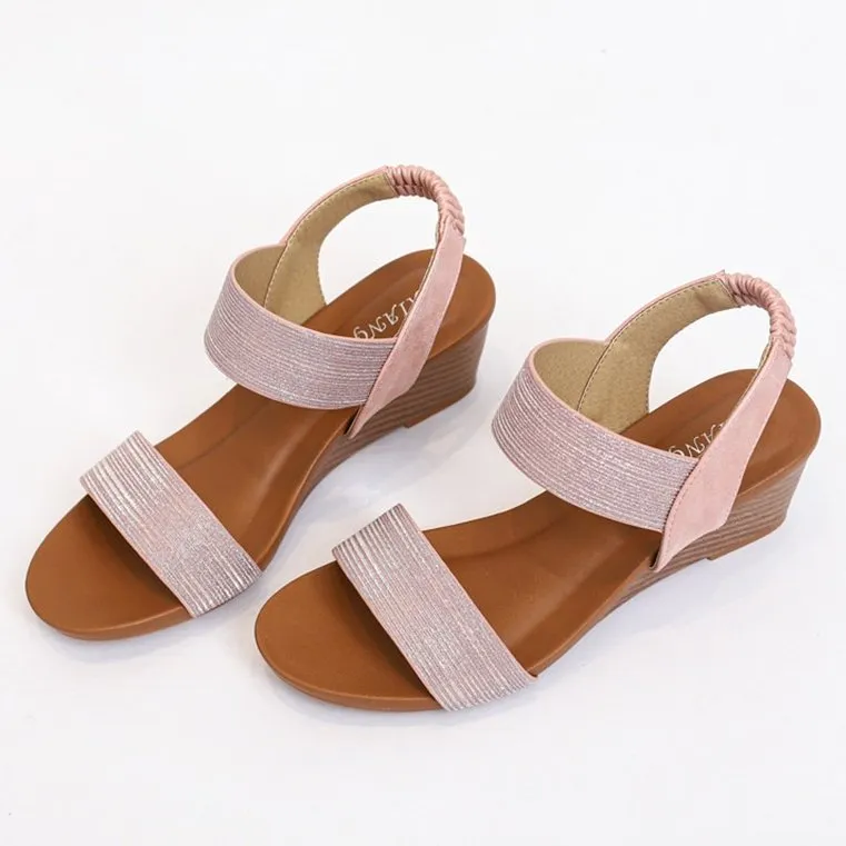 Cuzcare Casual Summer Sandals Women Sweat-absorbent Open Back High Heel Fashionable For Ladies