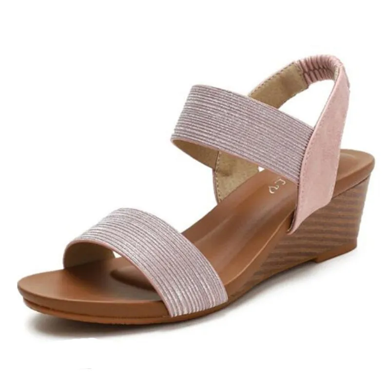 Cuzcare Casual Summer Sandals Women Sweat-absorbent Open Back High Heel Fashionable For Ladies