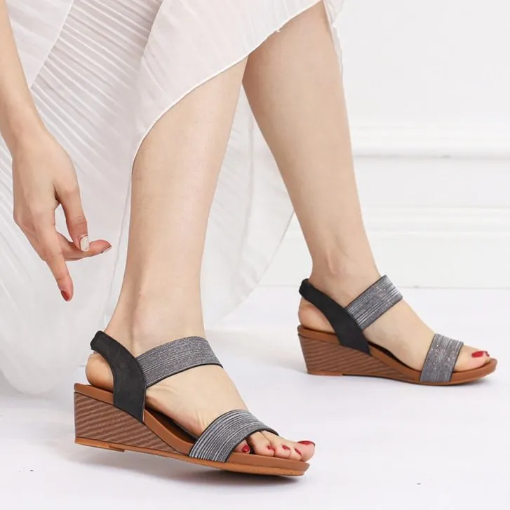 Cuzcare Casual Summer Sandals Women Sweat-absorbent Open Back High Heel Fashionable For Ladies