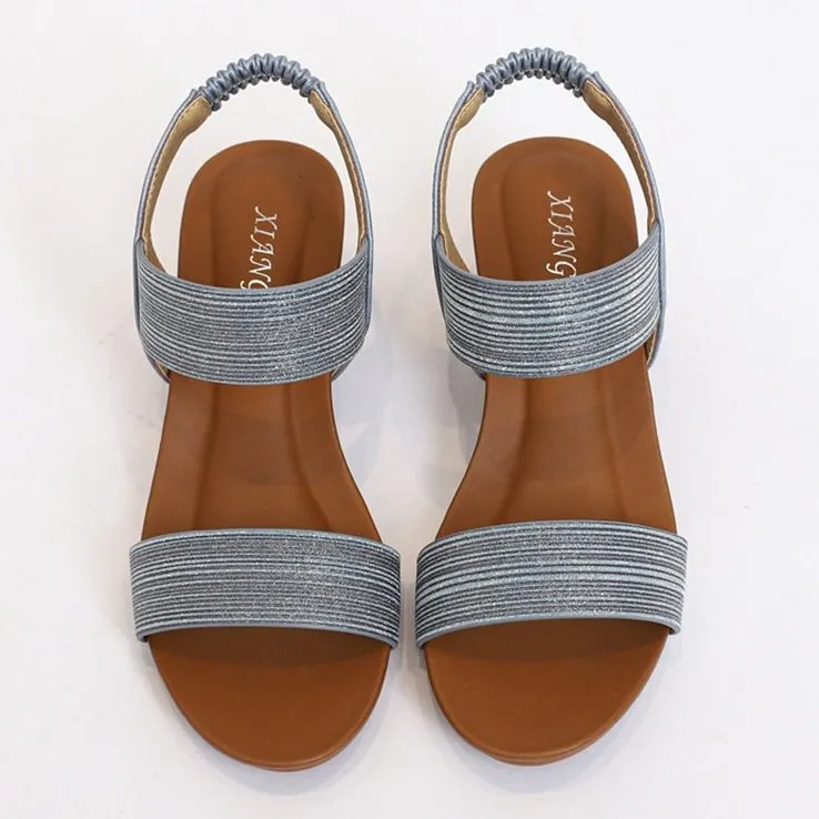 Cuzcare Casual Summer Sandals Women Sweat-absorbent Open Back High Heel Fashionable For Ladies