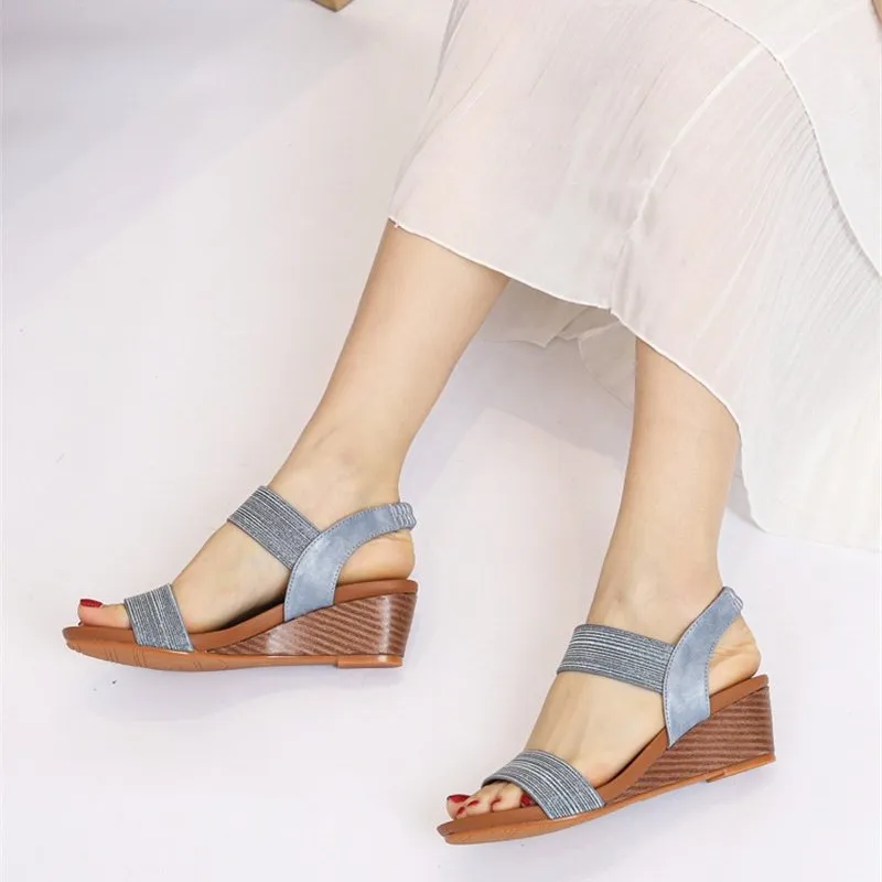 Cuzcare Casual Summer Sandals Women Sweat-absorbent Open Back High Heel Fashionable For Ladies