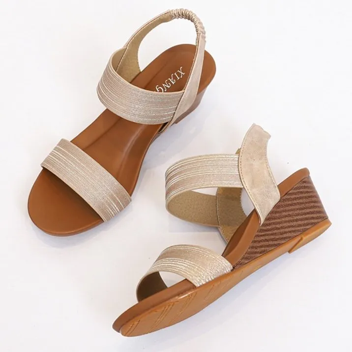 Cuzcare Casual Summer Sandals Women Sweat-absorbent Open Back High Heel Fashionable For Ladies