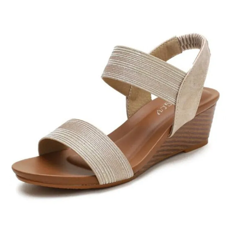 Cuzcare Casual Summer Sandals Women Sweat-absorbent Open Back High Heel Fashionable For Ladies