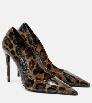 Dolce&Gabbana 105 leopard-print polished leather pumps
