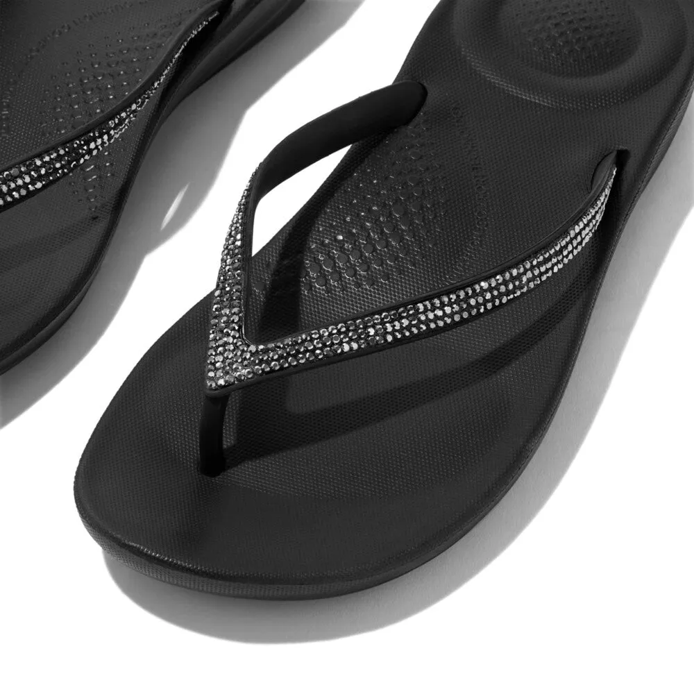 FitFlop iQushion Sparkle Thongs Black