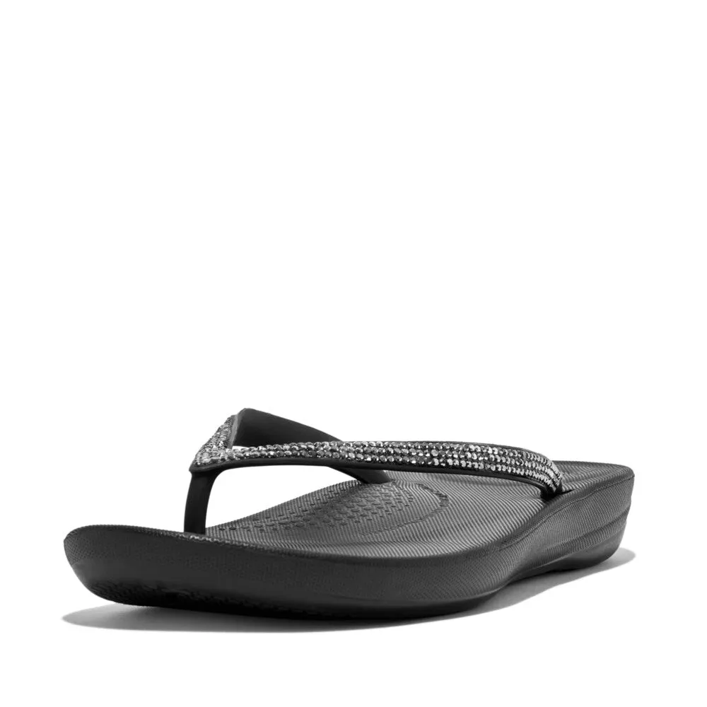 FitFlop iQushion Sparkle Thongs Black