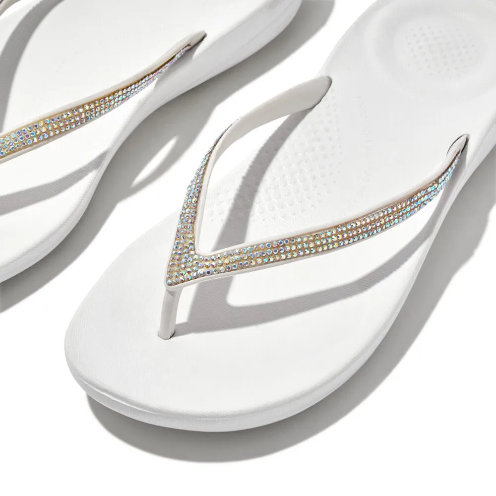 FitFlop iQushion Sparkle Thongs White