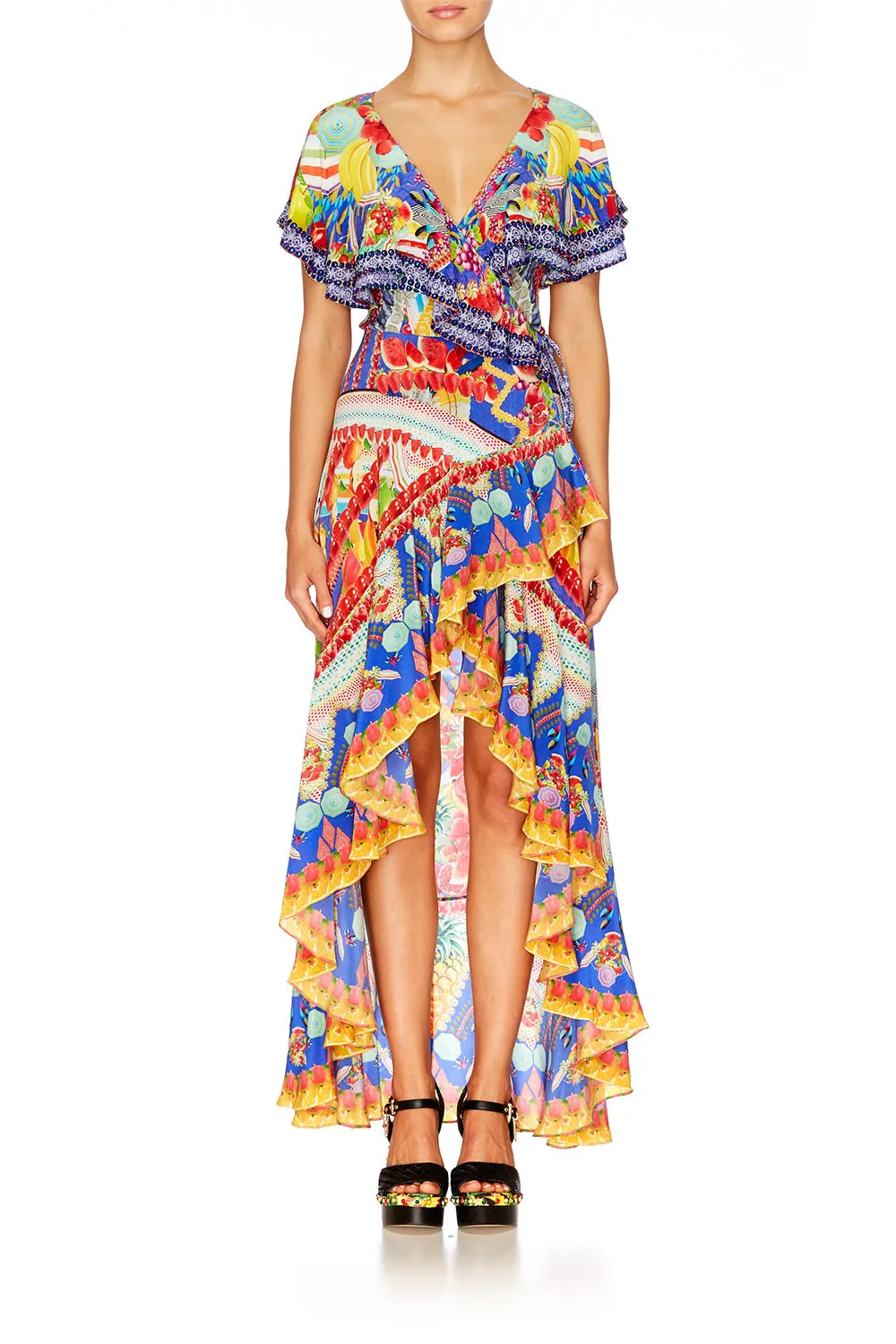 FRILL SLEEVE LONG DRESS RIO RIOT