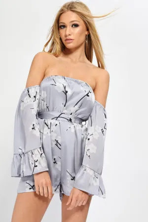 Grey Off The Shoulder Playsuit