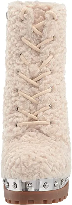 Jessica Simpson Irella High Block Heel Lug Sole Lace-up Platform Boots Natural