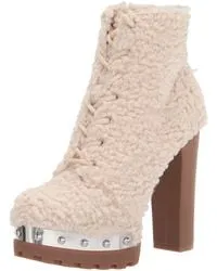 Jessica Simpson Irella High Block Heel Lug Sole Lace-up Platform Boots Natural