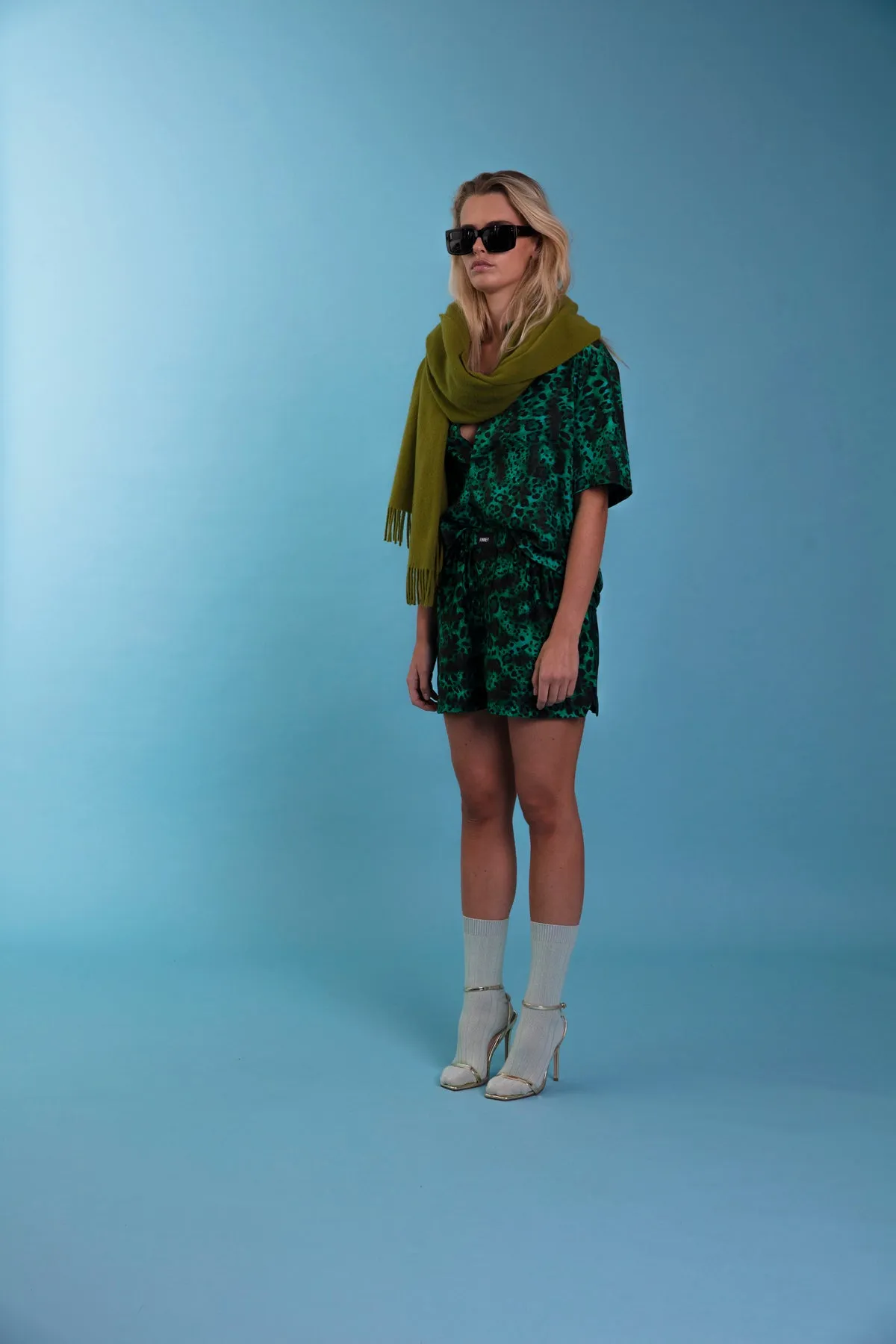 Le Weekend Silk Boxer Emerald Jaguar Woman