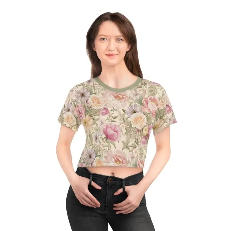 Luxurious Silky Floral Crop Tee Ultimate Comfort