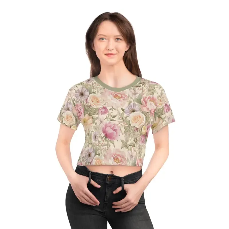 Luxurious Silky Floral Crop Tee Ultimate Comfort