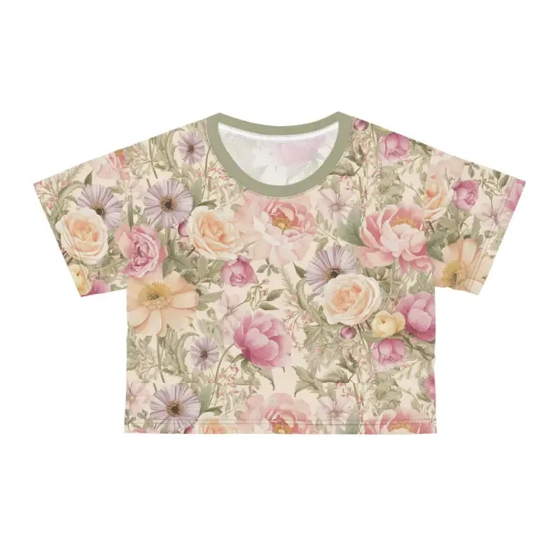 Luxurious Silky Floral Crop Tee Ultimate Comfort
