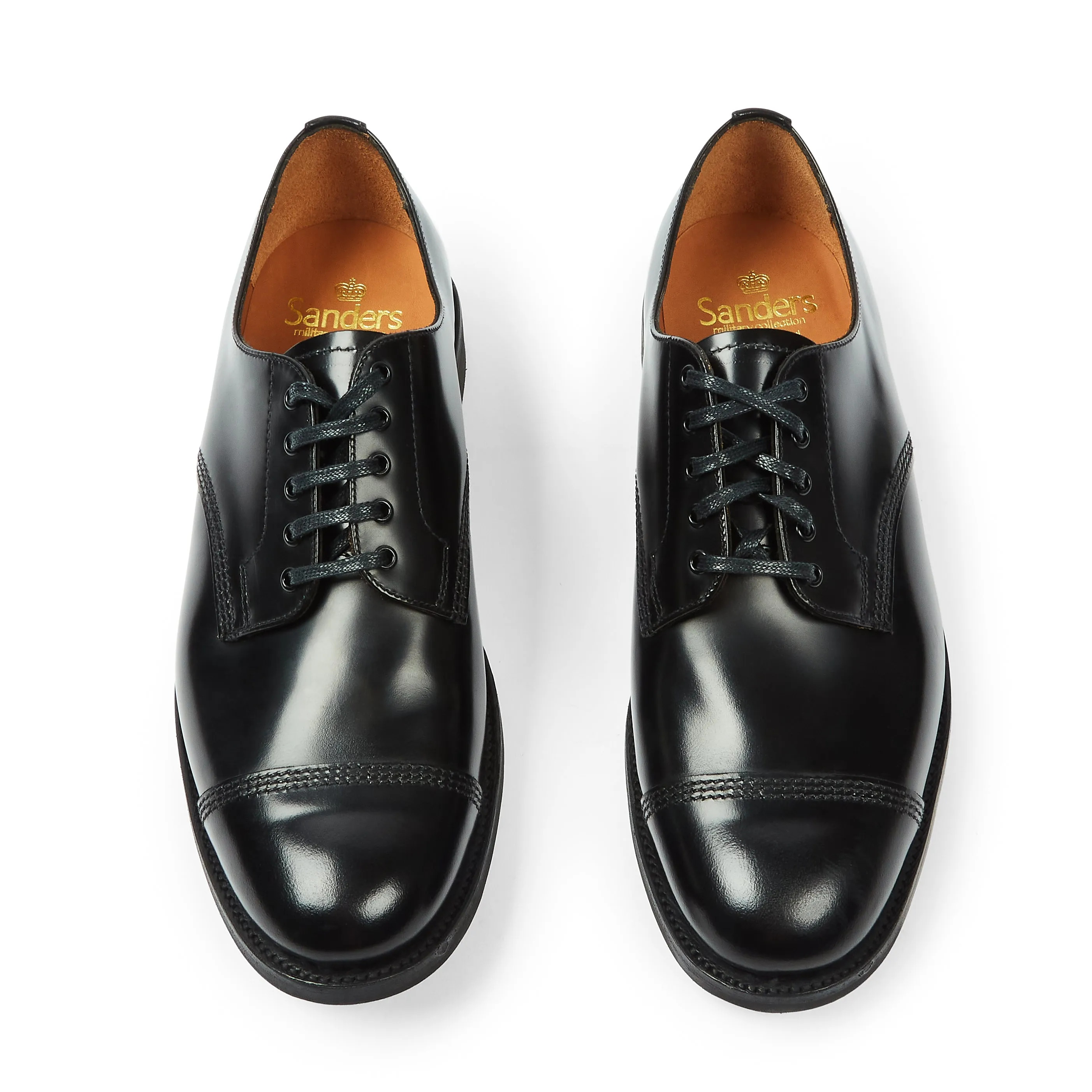 Military Style Leather Gibson Derby Shoes - Black 1128B