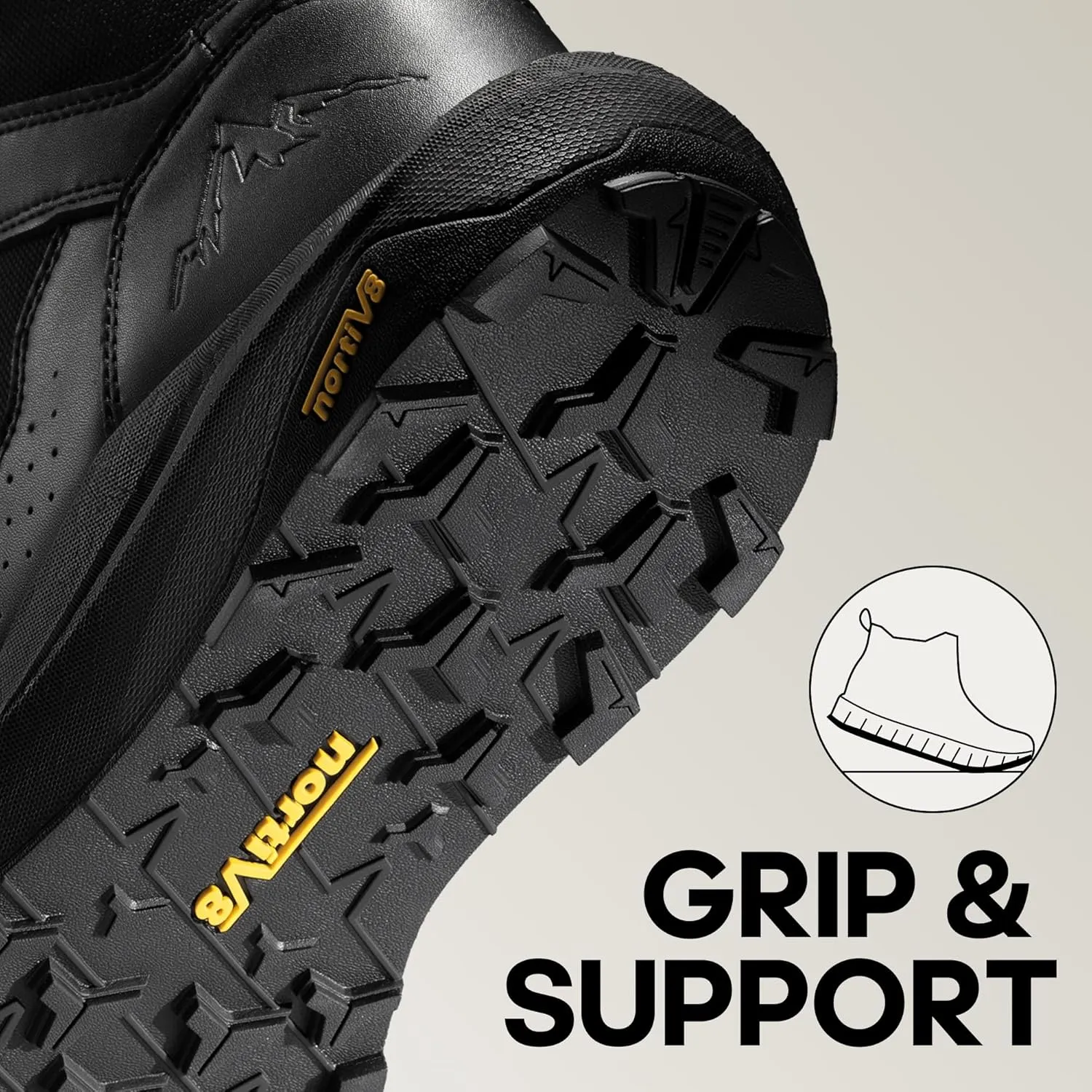 NORTIV 8 Men's Breathable Military Tactical Combat Boots Side Zipper Arch Support Leather Lightweight Motorcycle Work Hiking Boots 8 Inches DesertStorm